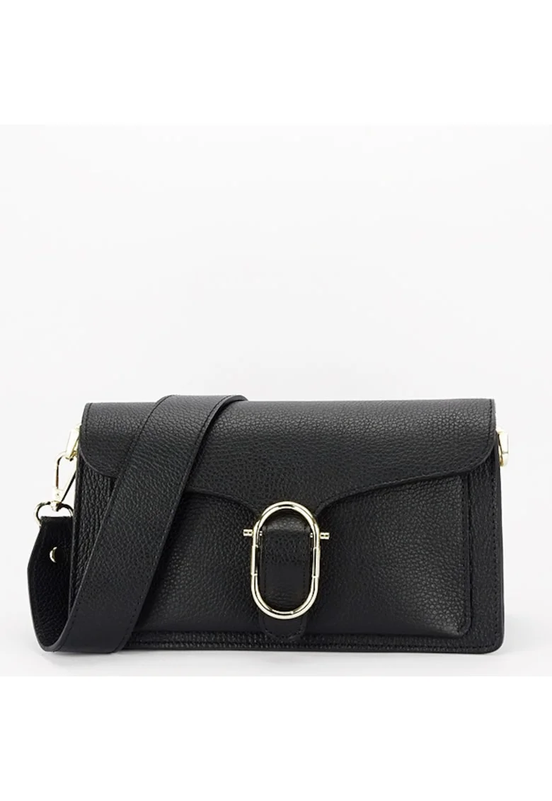 Geanta din piele naturala 1683 126, Negru, 14x26x9