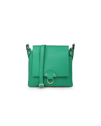 Geanta dama piele,  Cami, verde smarald, 26 x 3 x 23 cm
