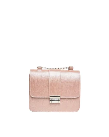 Geanta dama piele,  Divya, roz sidef, 19x6x16 cm
