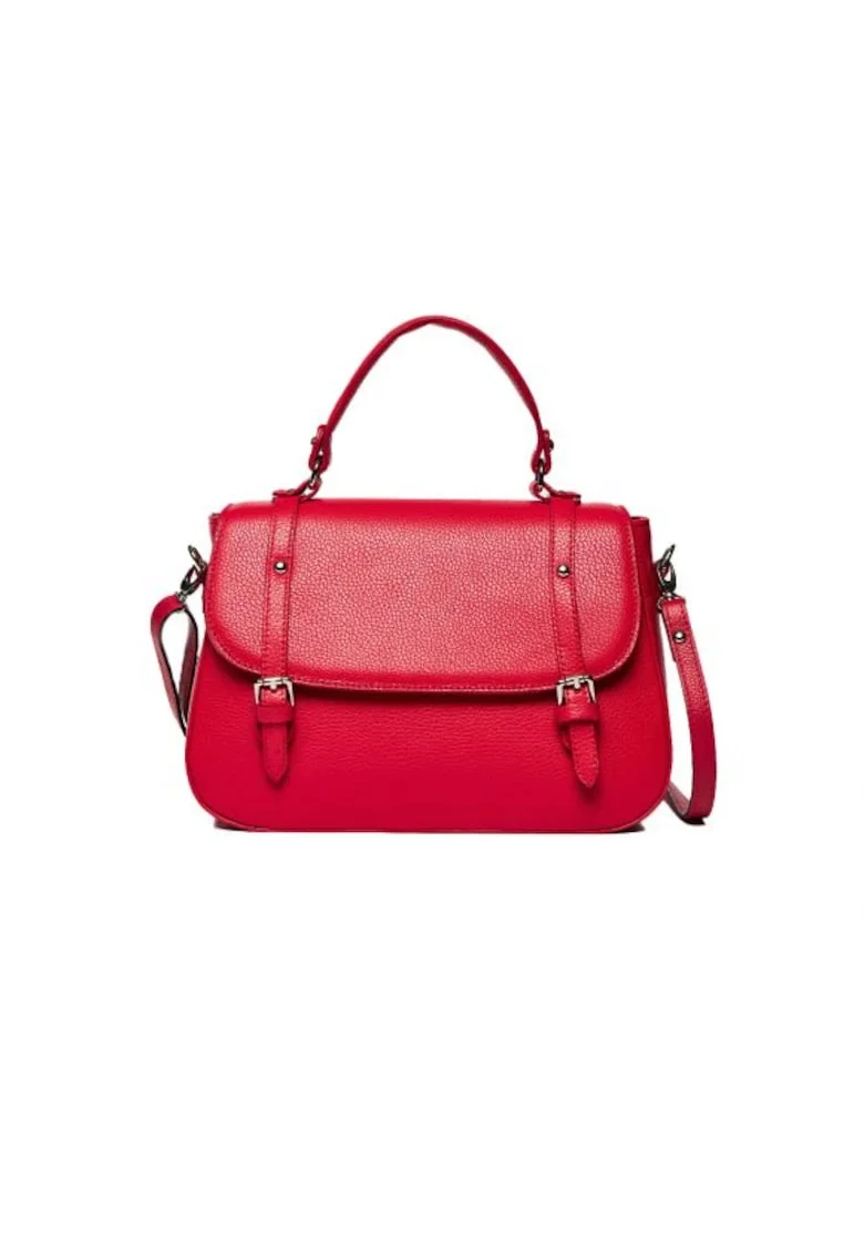 Geanta dama piele,  Elena, fuxia, 30x10x22 cm