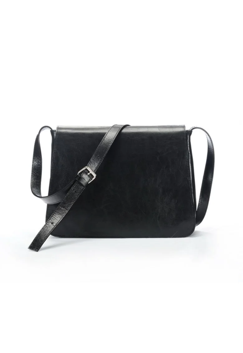 Geanta dama piele,  Cristal mare, negru, 30x9x25 cm