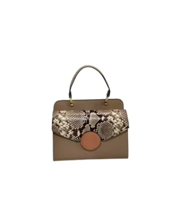 Geanta dama piele,  Felicia, grej somon, 26x12x20 cm