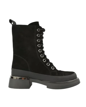 Ghete casual, dama,  D107-PH3168 negru, piele intoarsa, Negru