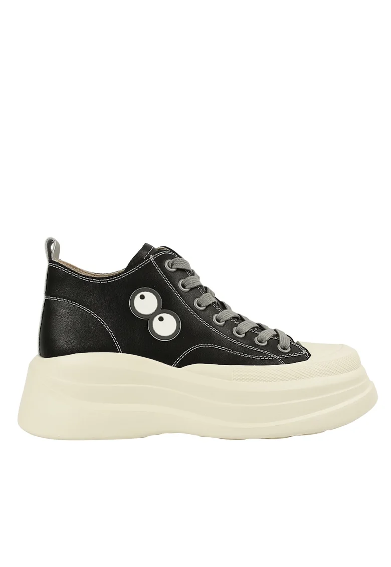 Pantofi sport, dama,  KM 3817 negru, piele naturala, Negru