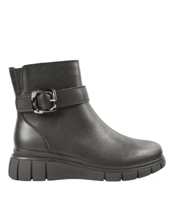 Ghete casual, dama,  E90521-1 negru, piele naturala, Negru
