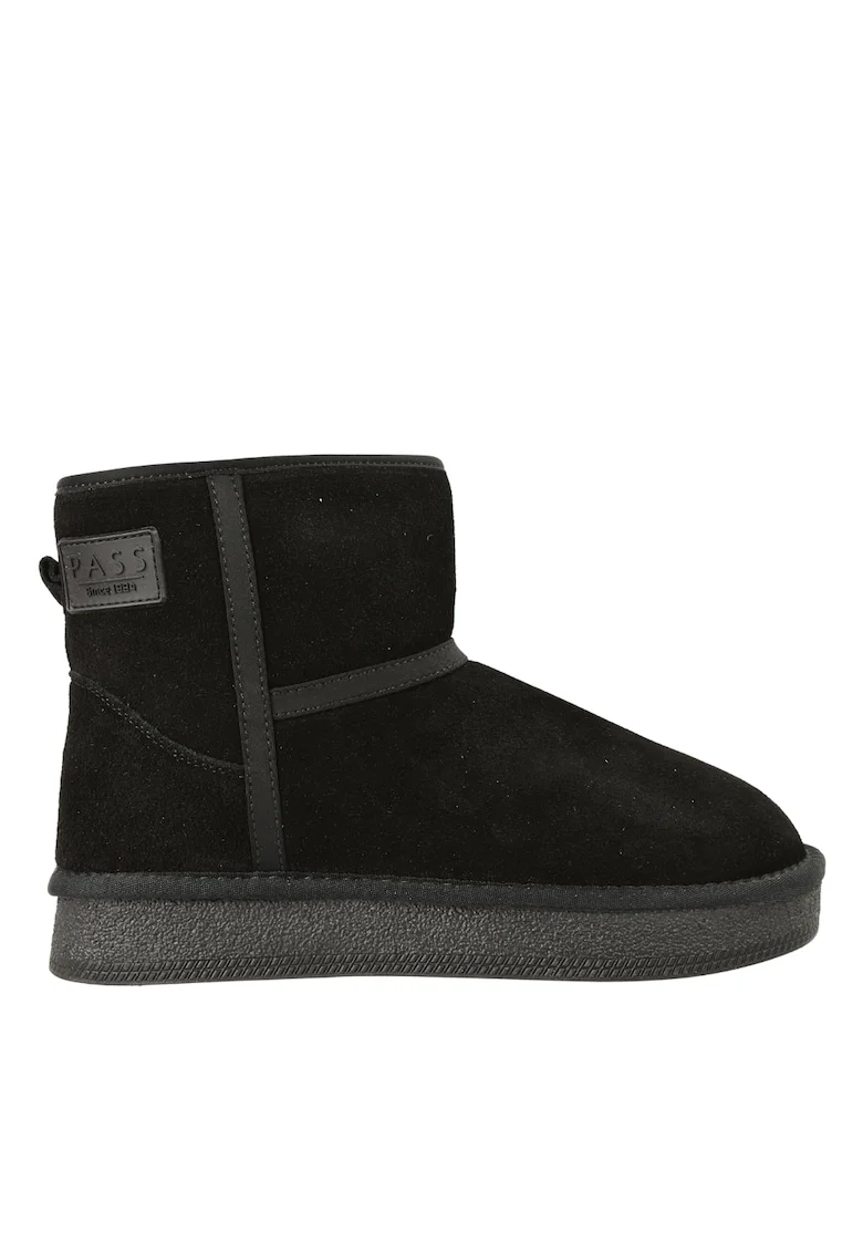 Ghete sport, dama,  M470022A, negru, piele intoarsa, Negru