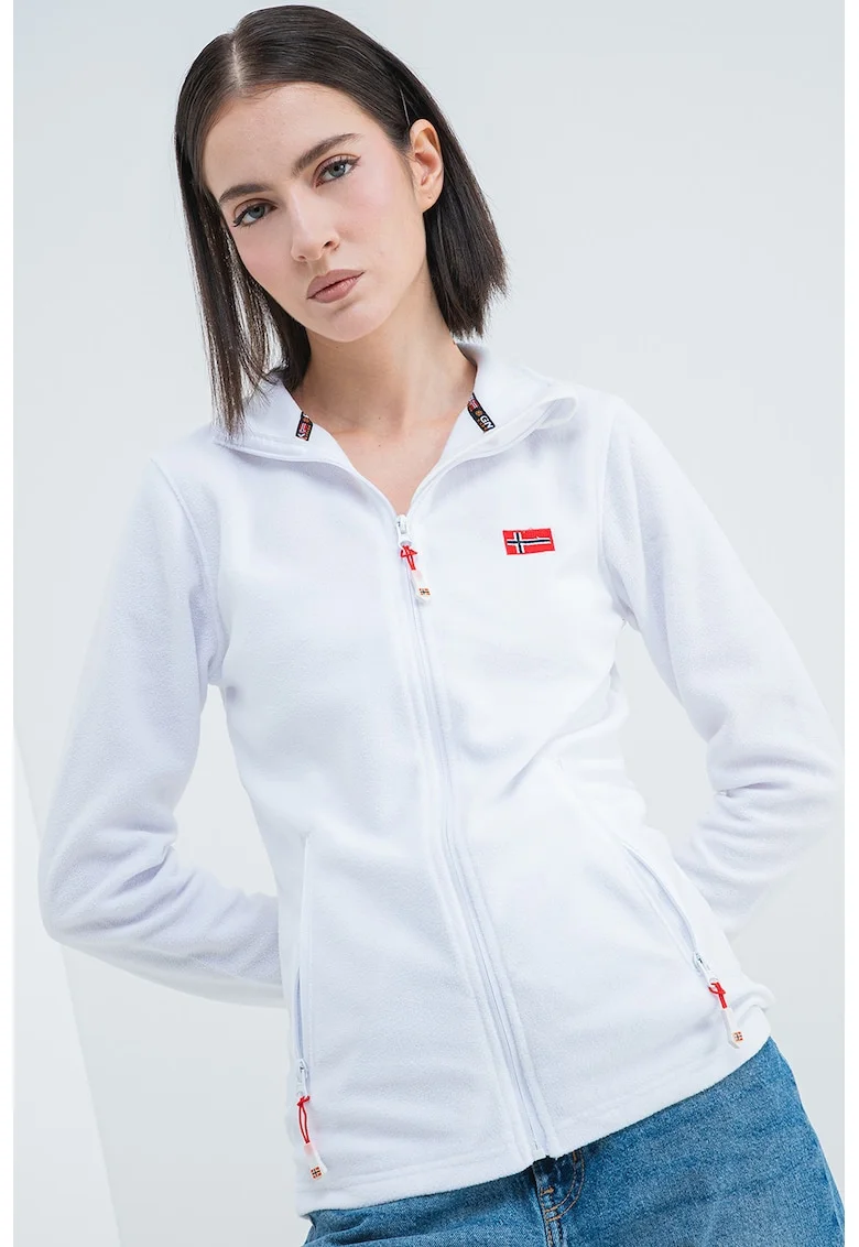 Bluza de trening slim fit cu fermnoar Ulyssia, Alb optic
