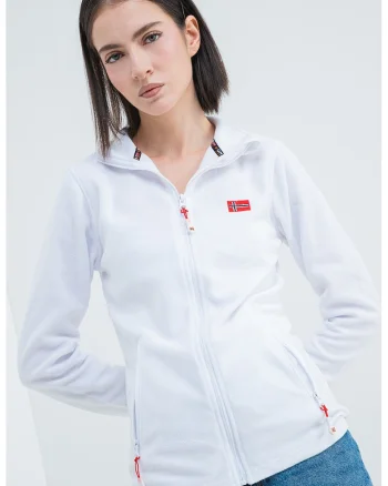 Bluza de trening slim fit cu fermnoar Ulyssia, Alb optic