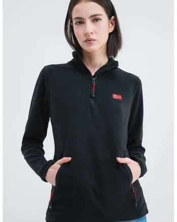 Bluza de trening slim fit cu fermnoar Ulyssia, Negru