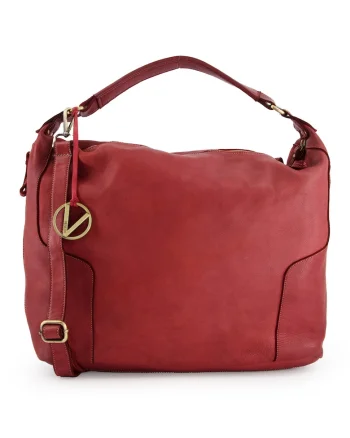 Geanta shopper mare  bordo, piele naturala, 33x39x15cm, cu 3 buzunare interioare, 2 buzunare exterioare, curea detasabila.