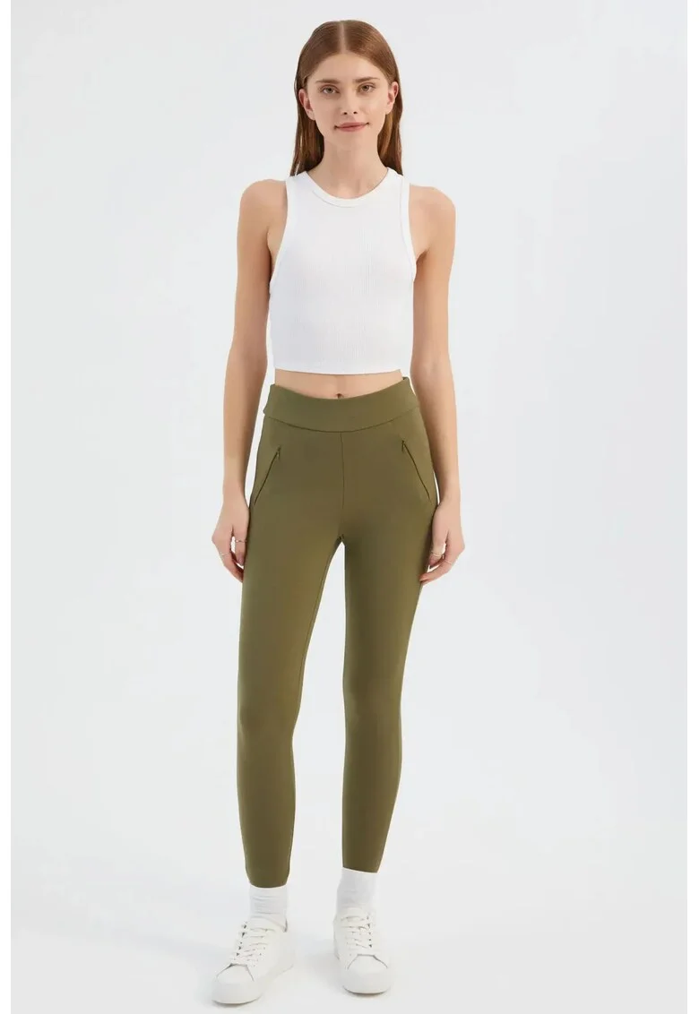 Colanti,  cu buzunar, verde, textil