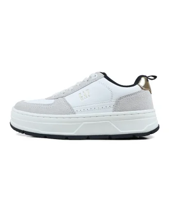 Pantofi sport de piele ecologica cu logo, Alb