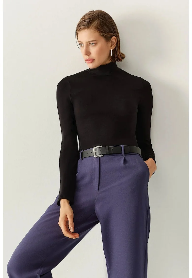 Bluza dama,  guler inalt, negru, Negru