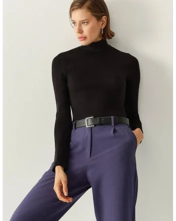 Bluza dama,  guler inalt, negru, Negru