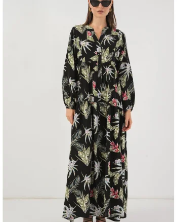 Rochie maxi, HiCCUP BDART, inchidere cu nasturi, textil, multicolor