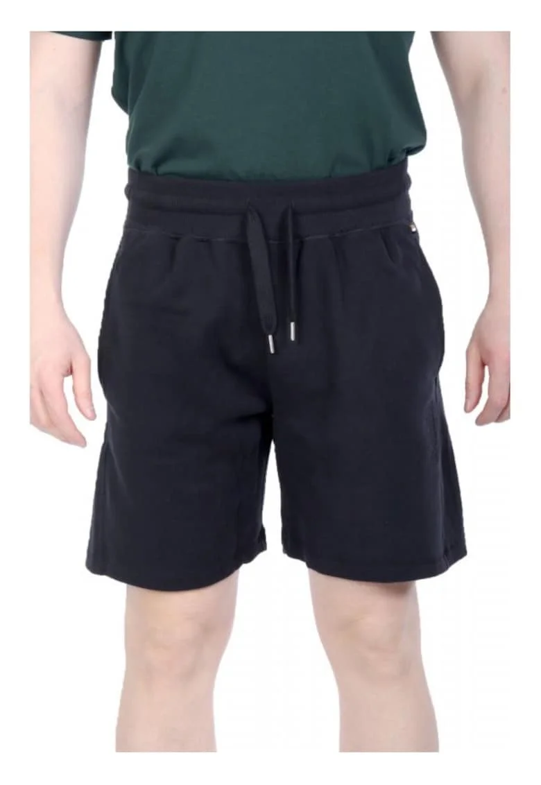 Costum de baie barbati,  hanorac Homewear Bermuda, pantaloni scurti, negru, 100% bumbac, Negru