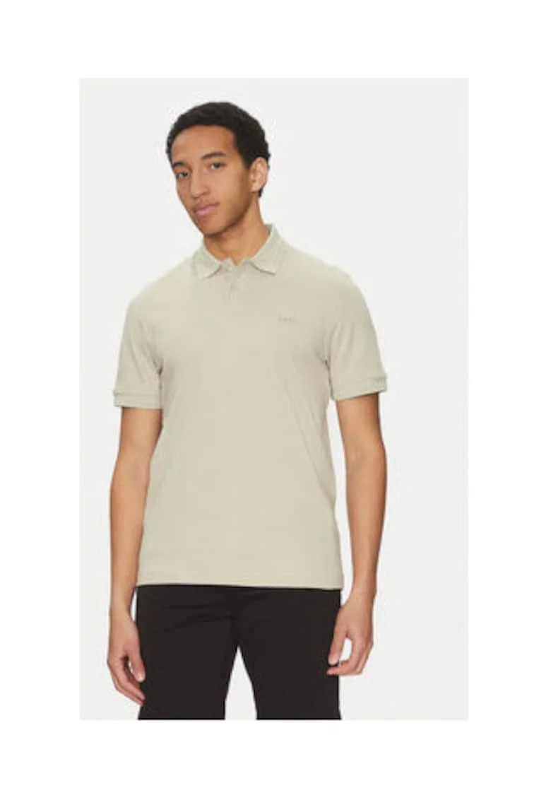 Tricou polo barbat,  material sintetic, bej,