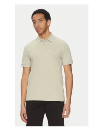 Tricou polo barbat,  material sintetic, bej,