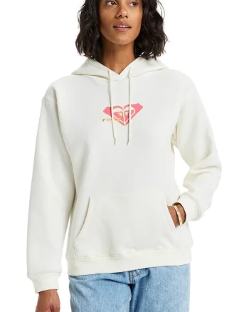 Hanorac din amestec de bumbac cu buzunare kangaroo Surf Stoked, Alb optic