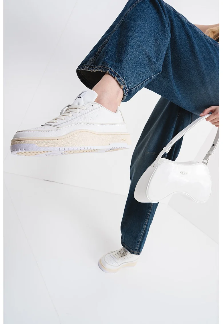 Pantofi sport low-cut din piele Tracker-D, Alb murdar