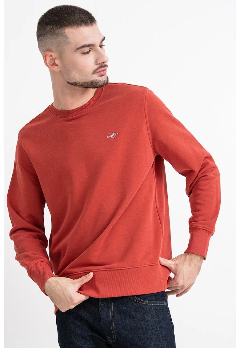 Bluza de trening cu decolteu la baza gatului Shield, Caramiziu