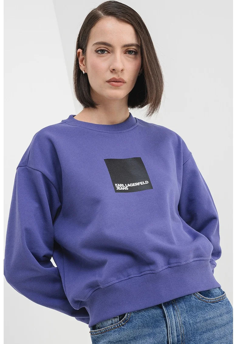 Bluza de trening de bumbac organic cu logo, Violet