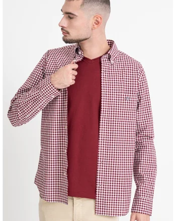 Camasa din bumbac Gingham, Rosu/Alb