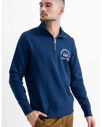 Bluza de trenig cu fermoar scurt, Albastru