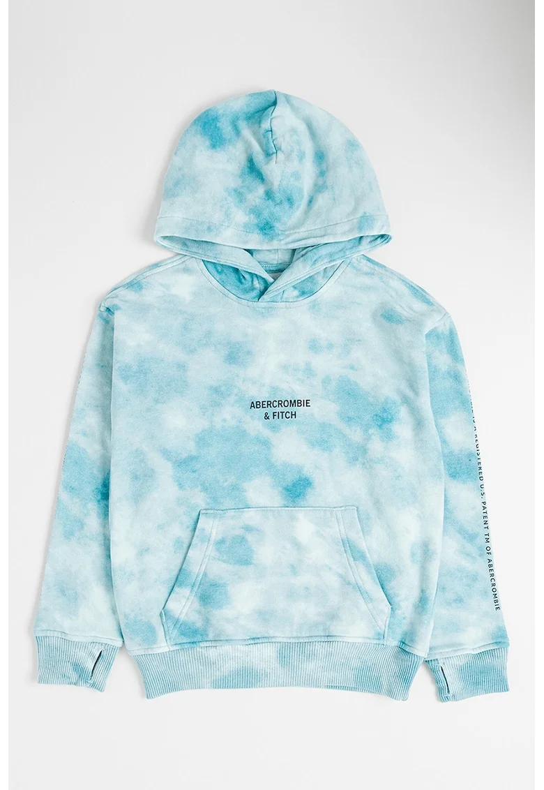 Hanorac din amestec de bumbac cu model tie-dye, Albastru aquamarin