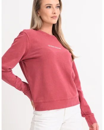 Bluza de trening cu decolteu la baza gatului si imprimeu logo, Rosu stins