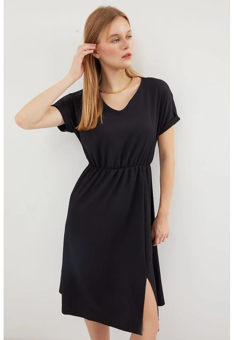 Rochie, HiCCUP, Midi, Jerseu, Negru