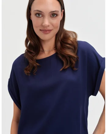 Tricou lejer cu decolteu rotund, Bleumarin