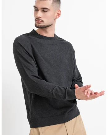 Pulover cu maneci raglan, Gri inchis melange