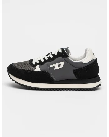 Pantofi sport low-cut cu garnituri din piele intoarsa, Negru/Gri