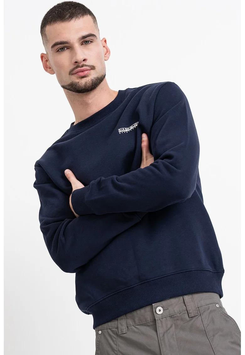 Bluza de trening cu imprimeu pe partea din spate Guide, Alb fildes/Bleumarin