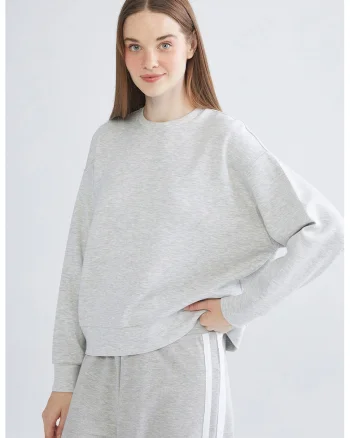 Bluza de trening lejera din amestec de bumbac, Gri deschis melange