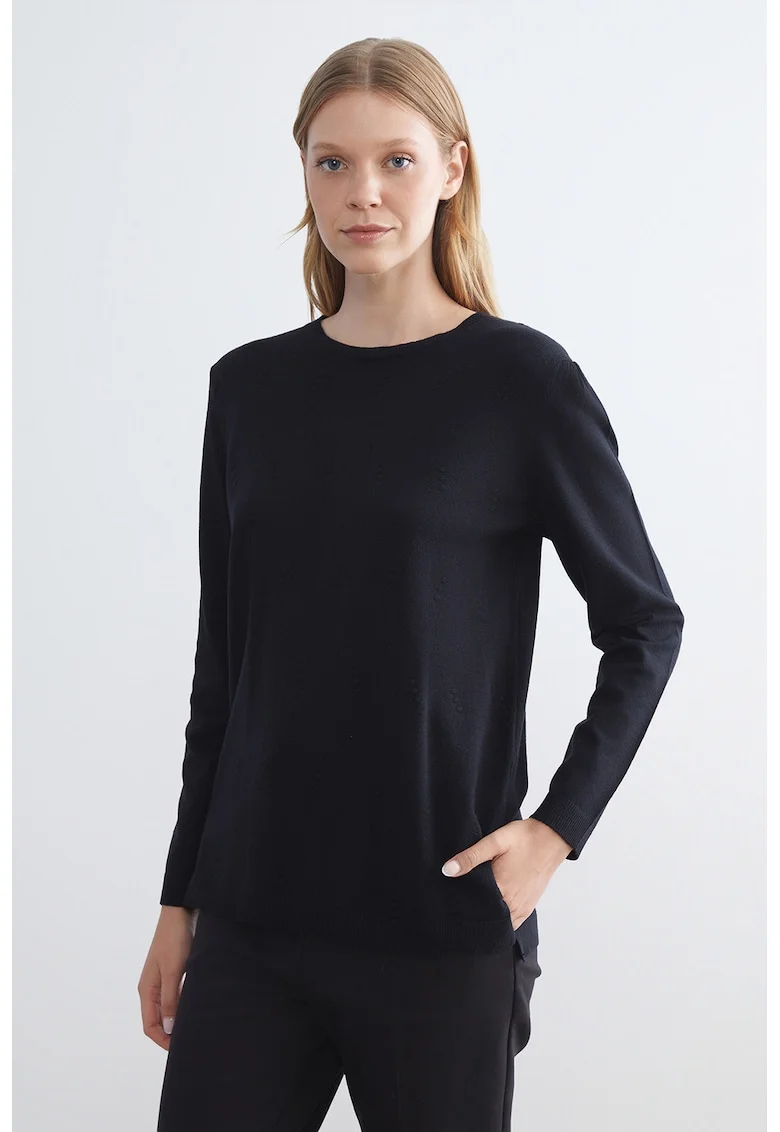 Pulover lejer tricotat fin, Negru