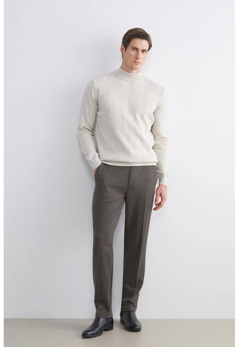 Pantaloni chino cu talie medie, Kaki