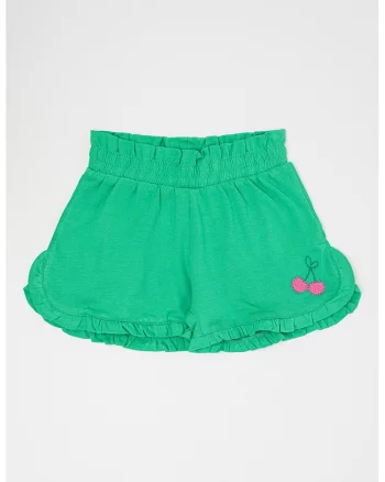 Pantaloni scurti cu detaliu brodat, Verde aquamarin