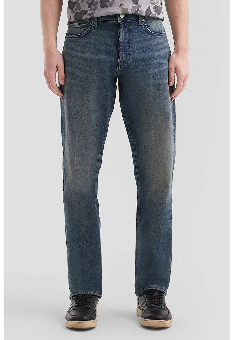 Blugi regular fit cu 5 buzunare, Albastru prafuit