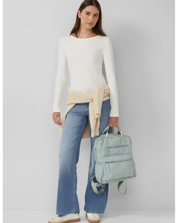 Bluza uni cu decolteu rotund, Alb