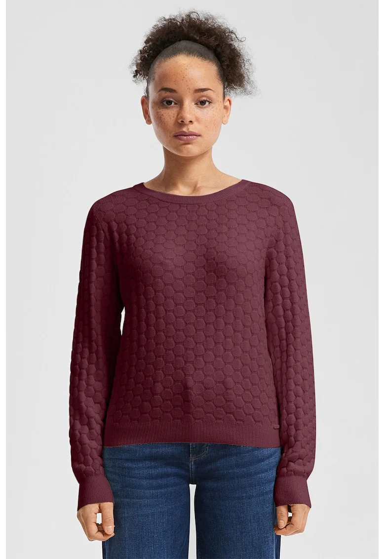 Pulover regular fit texturat, Visiniu