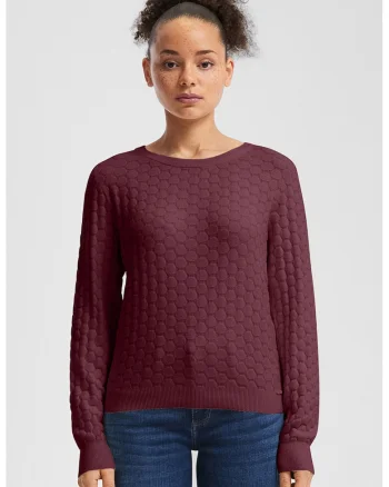 Pulover regular fit texturat, Visiniu