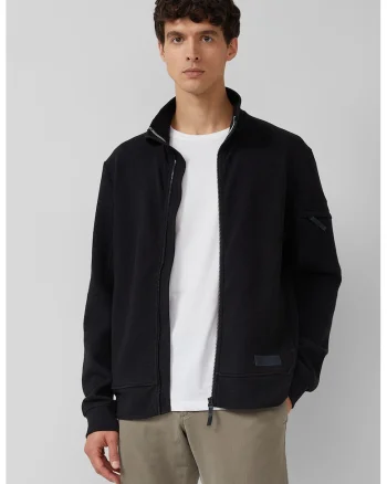 Bluza de trening din amestec de bumbac cu fermoar, Negru