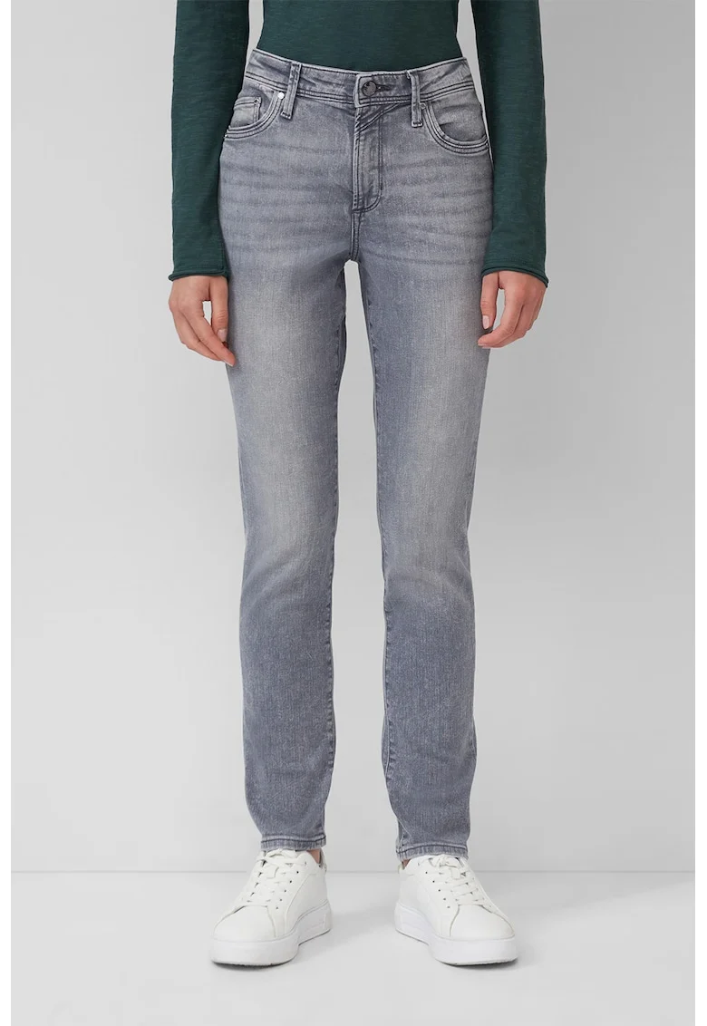 Blugi crop slim fit, Gri deschis