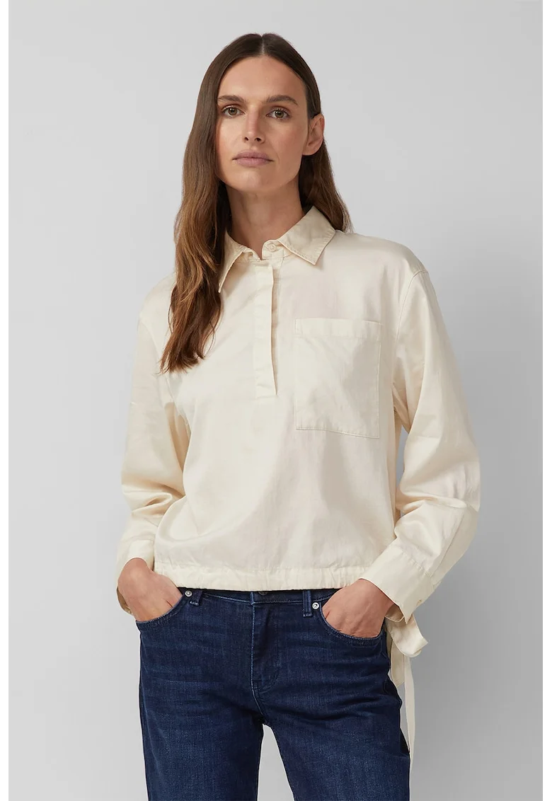 Bluza polo cu terminati ajustabila, Crem