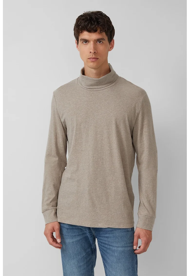 Bluza uni de bumbac cu guler inalt