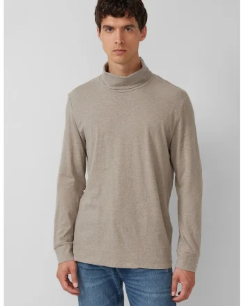 Bluza uni de bumbac cu guler inalt