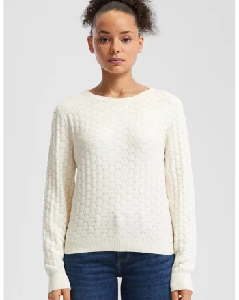 Pulover regular fit texturat, Alb fildes
