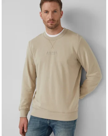 Bluza de trening din amestec de bumbac cu logo, Maro nisip